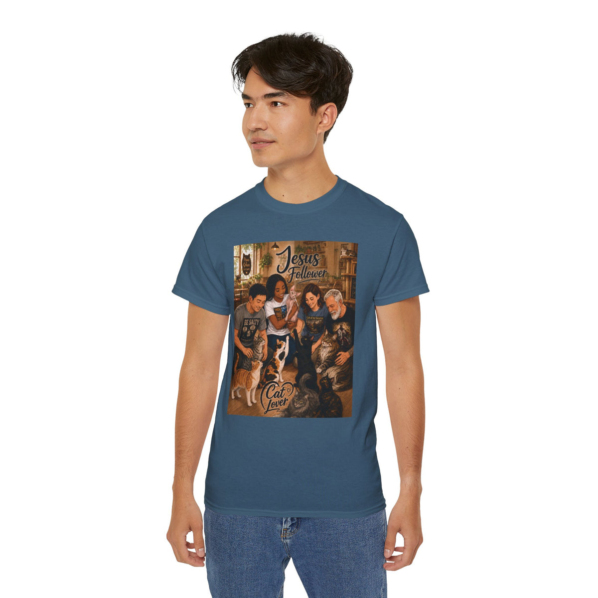 Jesus Follower Cat Lover ad edition T-Shirt — Proverbs 12:10 cat cafe Faith Tee