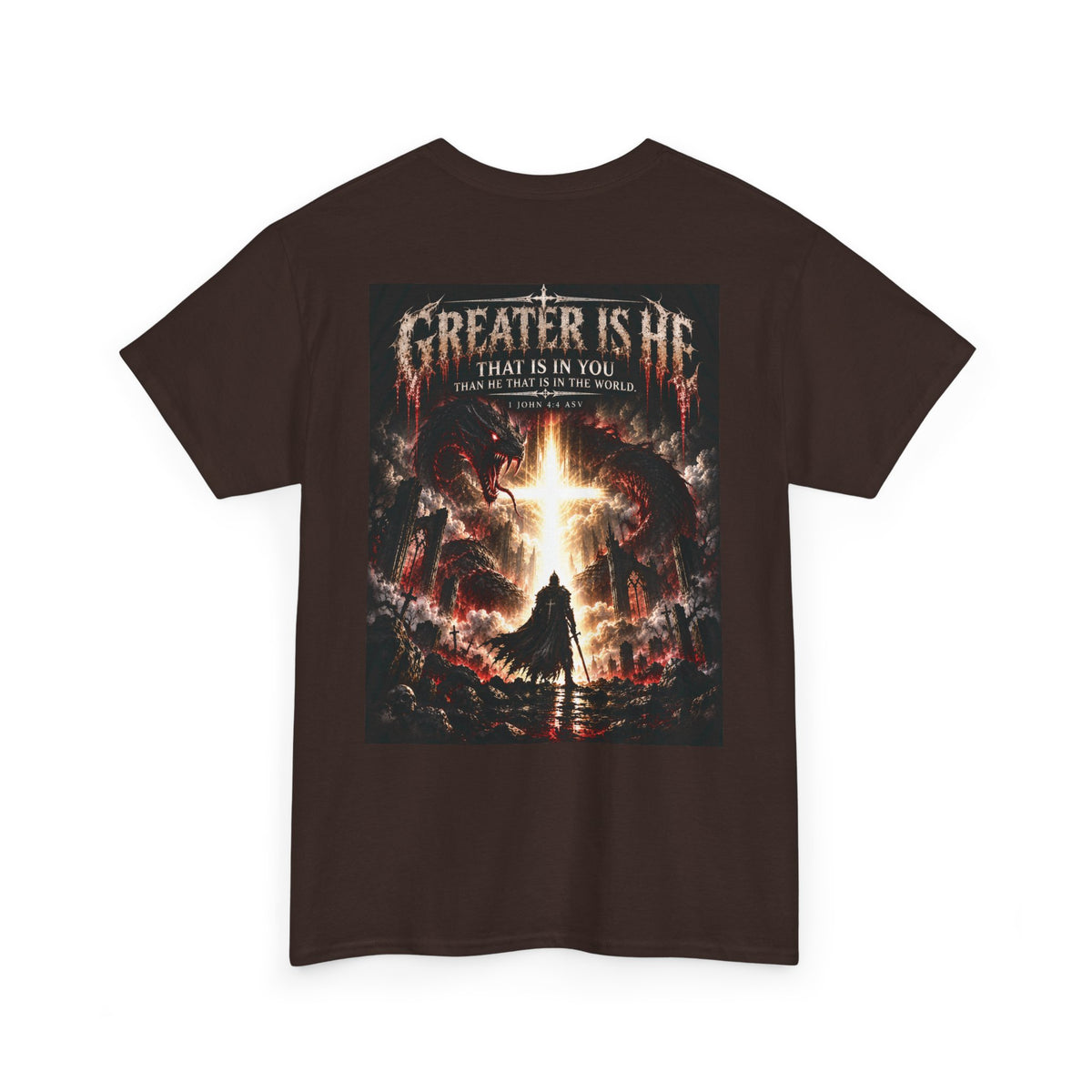 "Greater Is He" October Holliday line Edition Cross Faith Christian Graphic Tee - T-Shirt