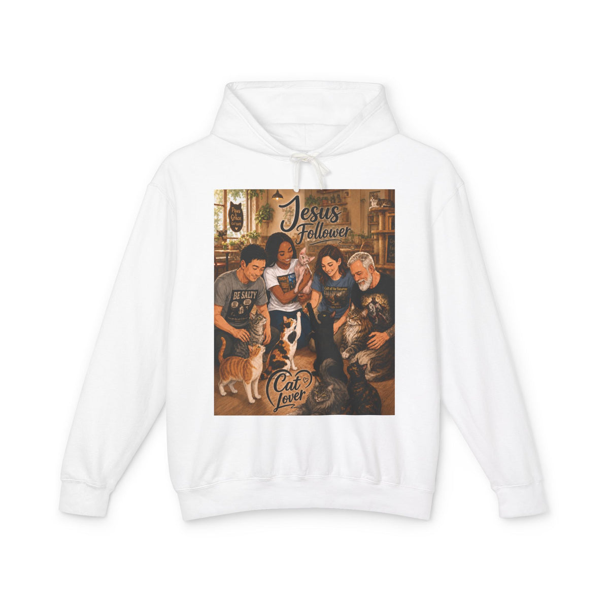 Cat Lover Jesus Follower Hoodie — Proverbs 12:10 Christian Pet Sweatshirt