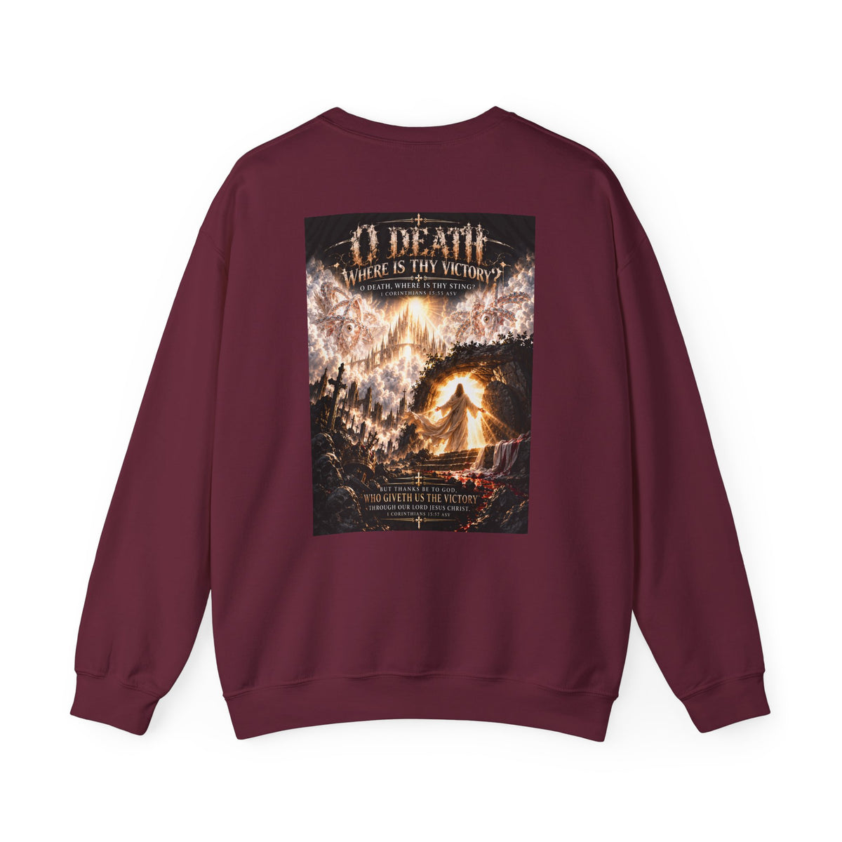 "O Death?" Holiday October Edition Crewneck sweatshirt Gothic Scripture Graphic