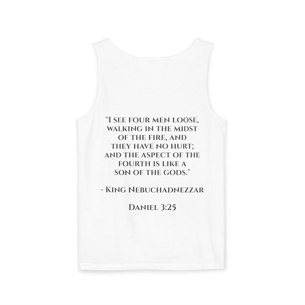 'Not Alone' Tank Top — Jesus with Four Men, Daniel 3:25 Scripture Tank