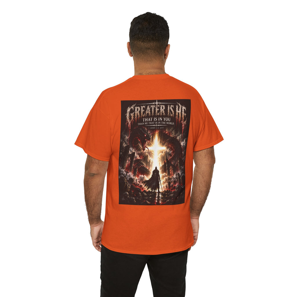 "Greater Is He" October Holliday line Edition Cross Faith Christian Graphic Tee - T-Shirt