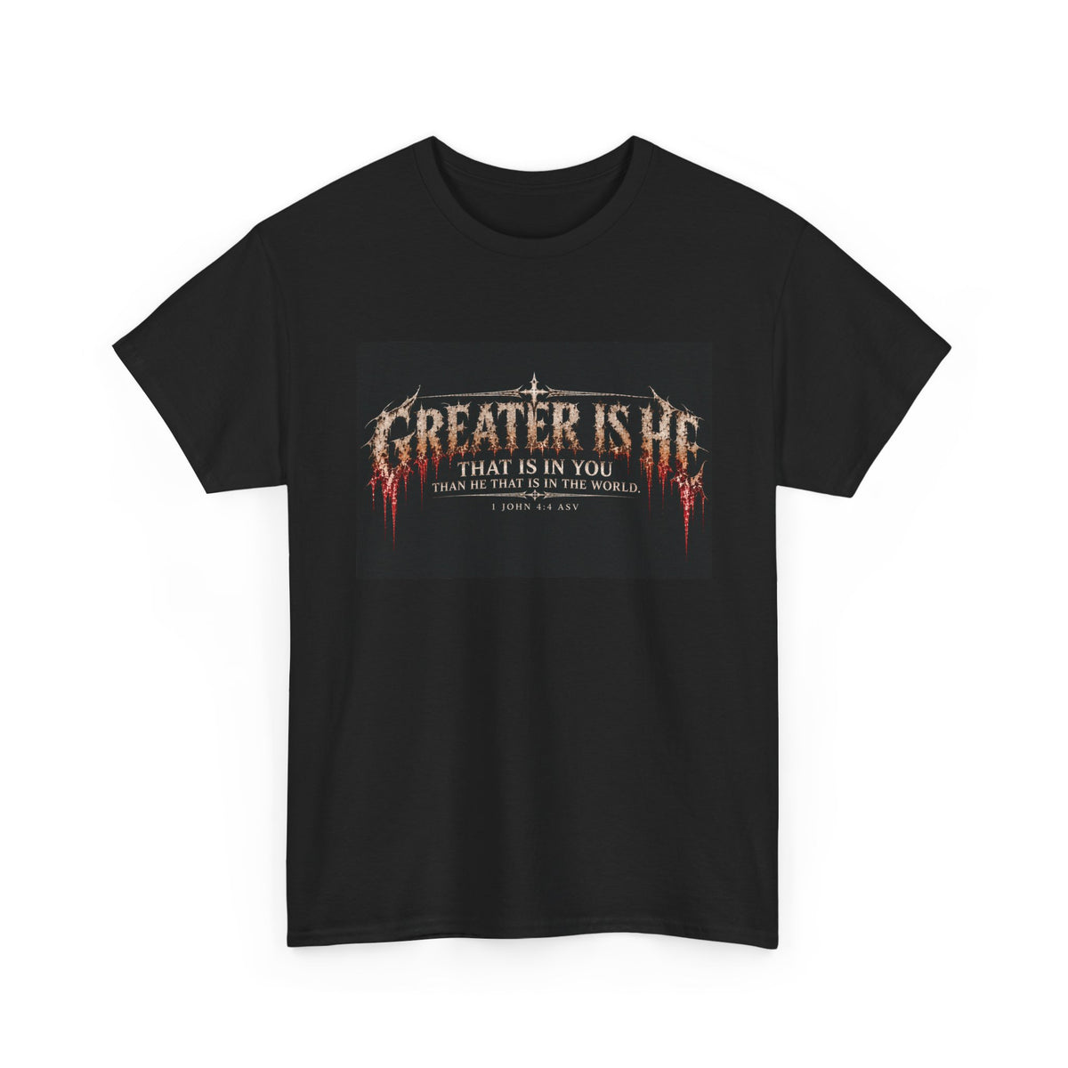 "Greater Is He" October Holliday line Edition Cross Faith Christian Graphic Tee - T-Shirt