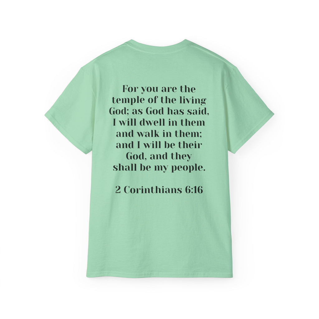 Then & Now non-animated Christian Graphic Tee — 2 Corinthians 6:16 Bible Verse Shirt