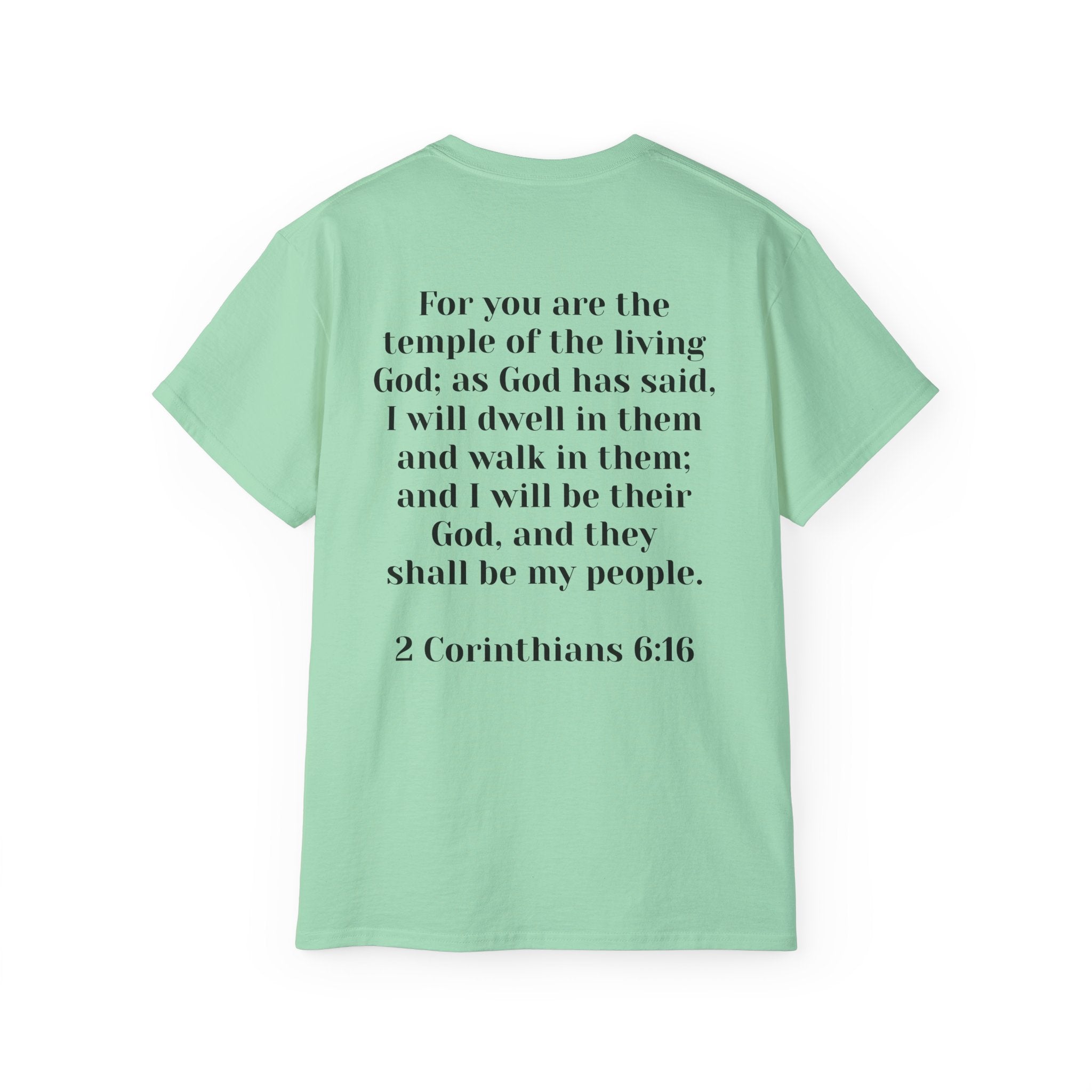 Then & Now non-animated Christian Graphic Tee — 2 Corinthians 6:16 Bible Verse Shirt