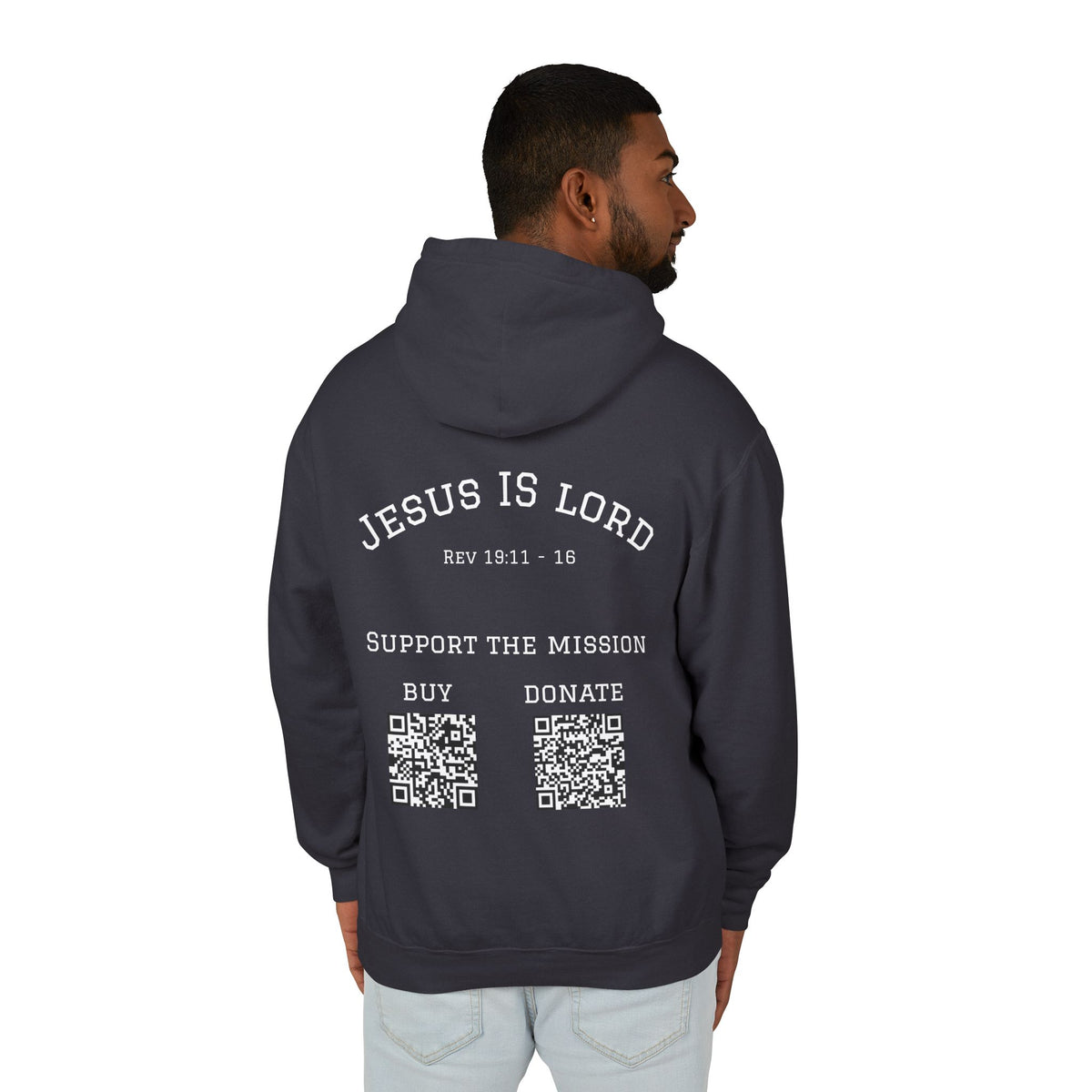 'Jesus Is Lord' Ad Variant Hoodie — with Revelation 19:11-16 Christian Graphic