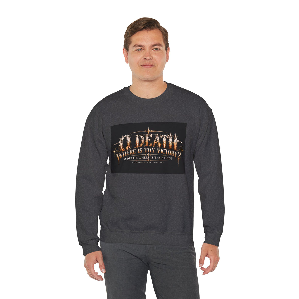 "O Death?" Holiday October Edition Crewneck sweatshirt Gothic Scripture Graphic