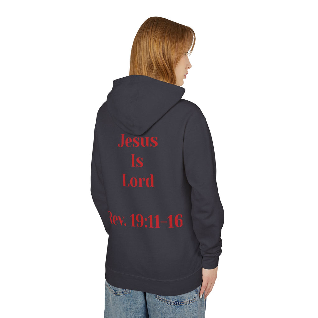 Christian Hoodie — 'Jesus Is Lord' with Revelation 19:11-16 Graphic