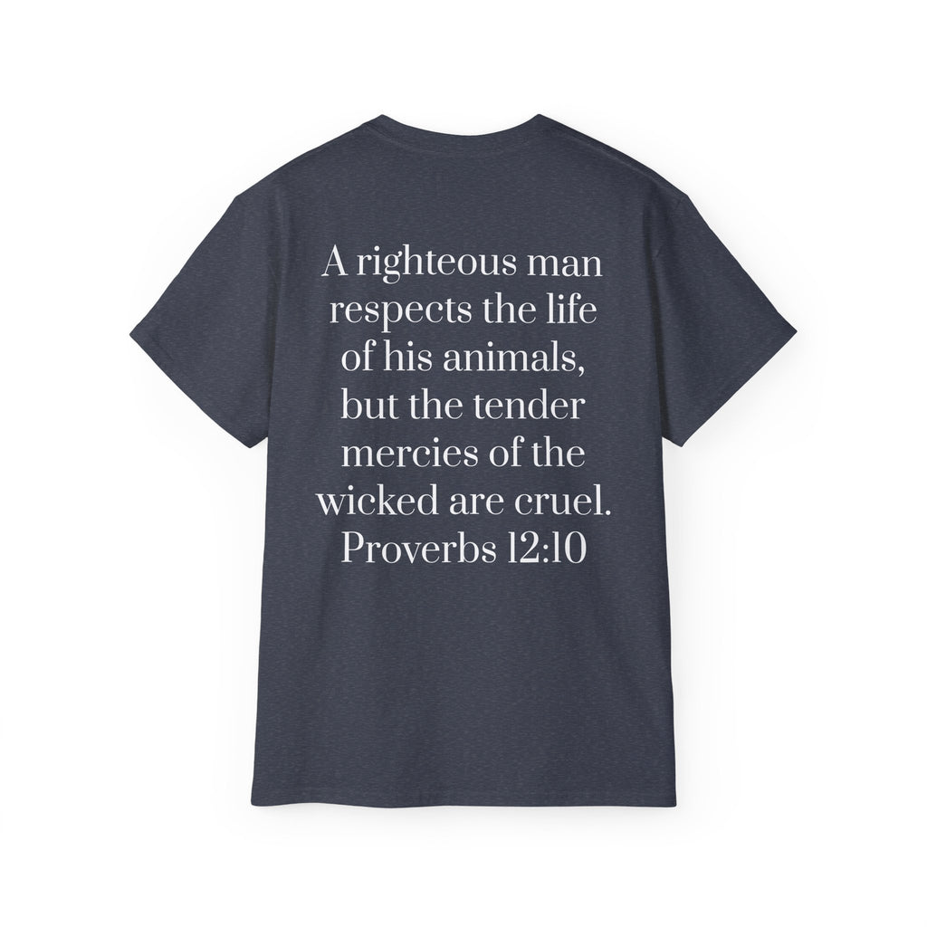 Jesus Follower Dog Lover T-Shirt — Proverbs 12:10 Dog adoption Faith Tee