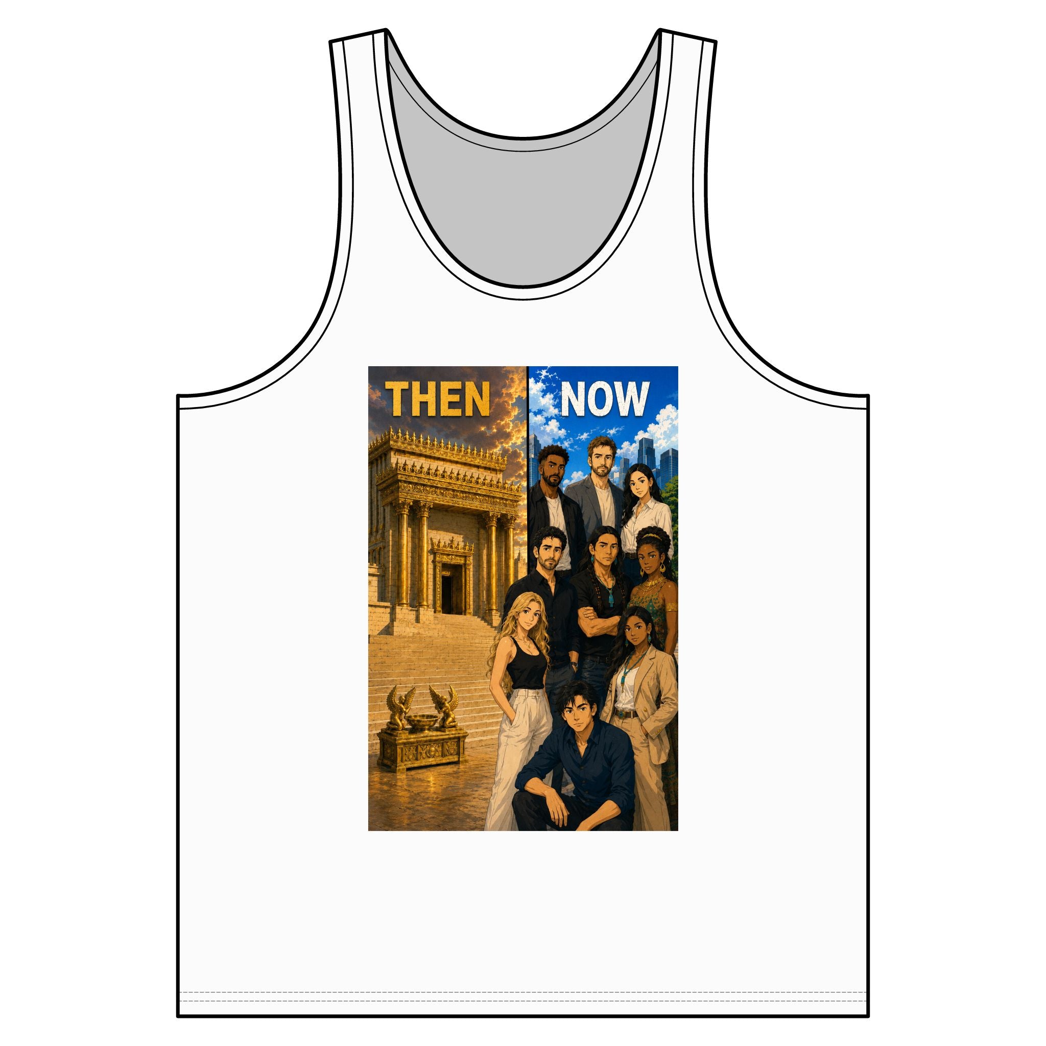 Christian 'Then & Now' Photo Tank — 2 Corinthians 6:16 Faith Graphic Tank Top