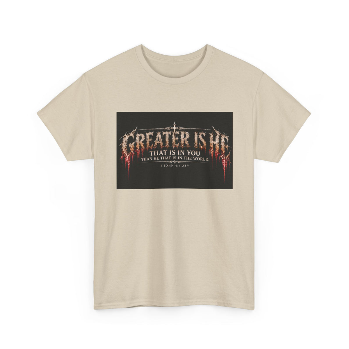 "Greater Is He" October Holliday line Edition Cross Faith Christian Graphic Tee - T-Shirt