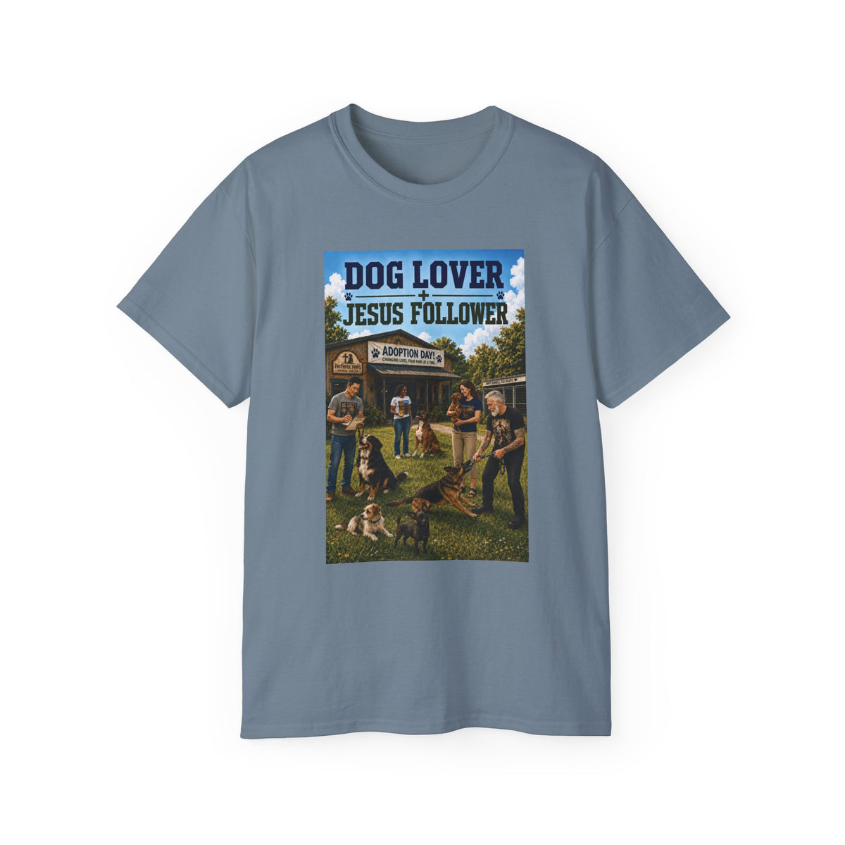 Jesus Follower Dog Lover T-Shirt — Proverbs 12:10 Dog adoption Faith Tee