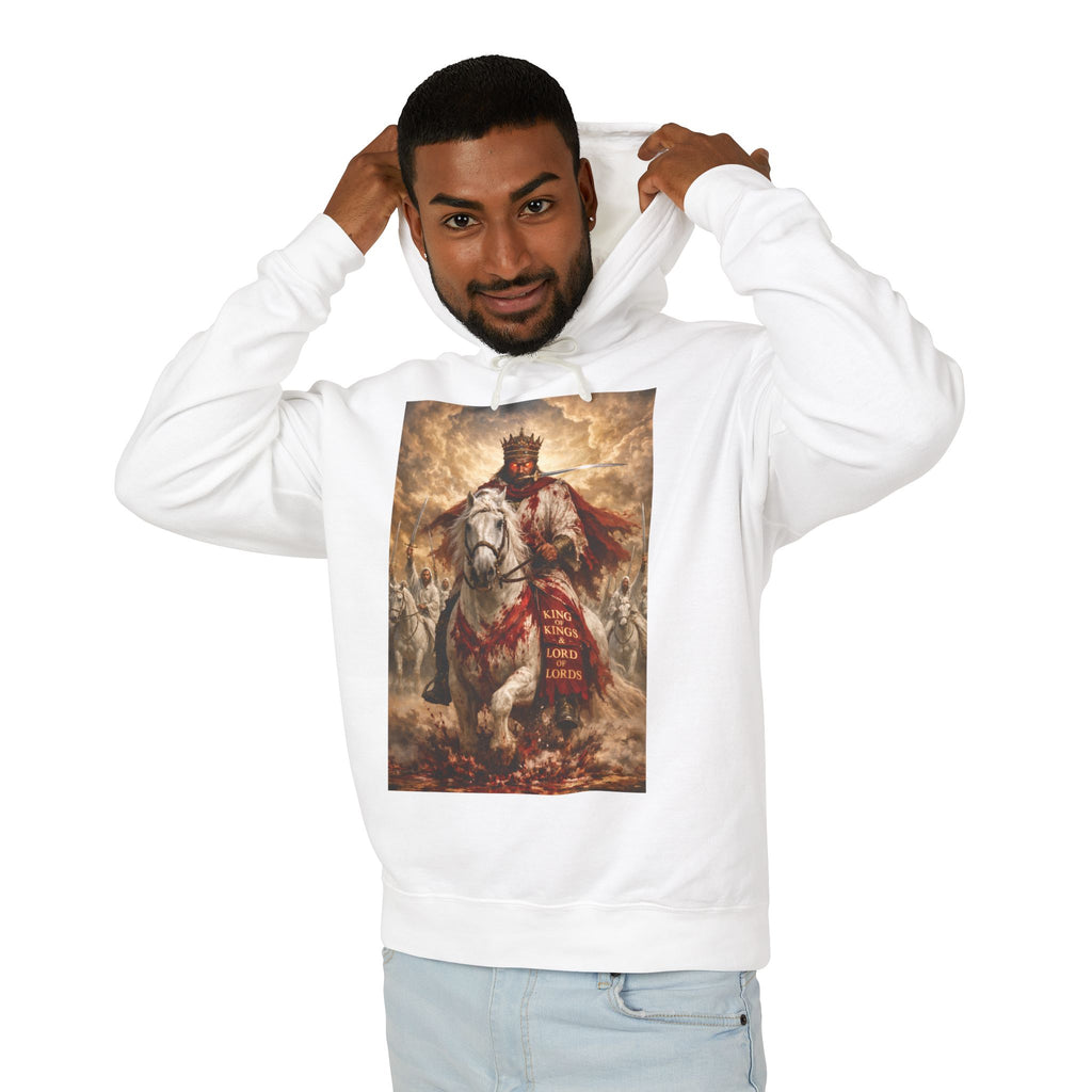 'Jesus Is Lord' Ad Variant Hoodie — with Revelation 19:11-16 Christian Graphic
