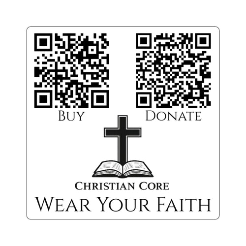 "Buy Donate Logo" QR Mission Sticker —Christian Faith Square Sticker
