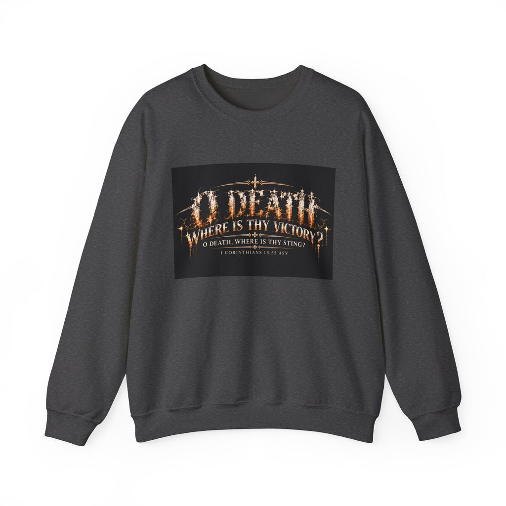 "O Death?" Holiday October Edition Crewneck sweatshirt Gothic Scripture Graphic