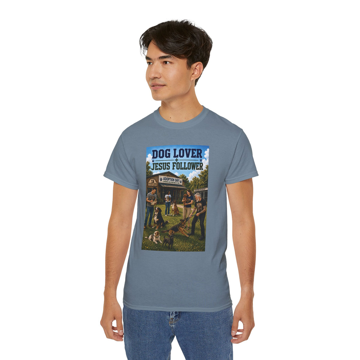 Jesus Follower Dog Lover T-Shirt — Proverbs 12:10 Dog adoption Faith Tee
