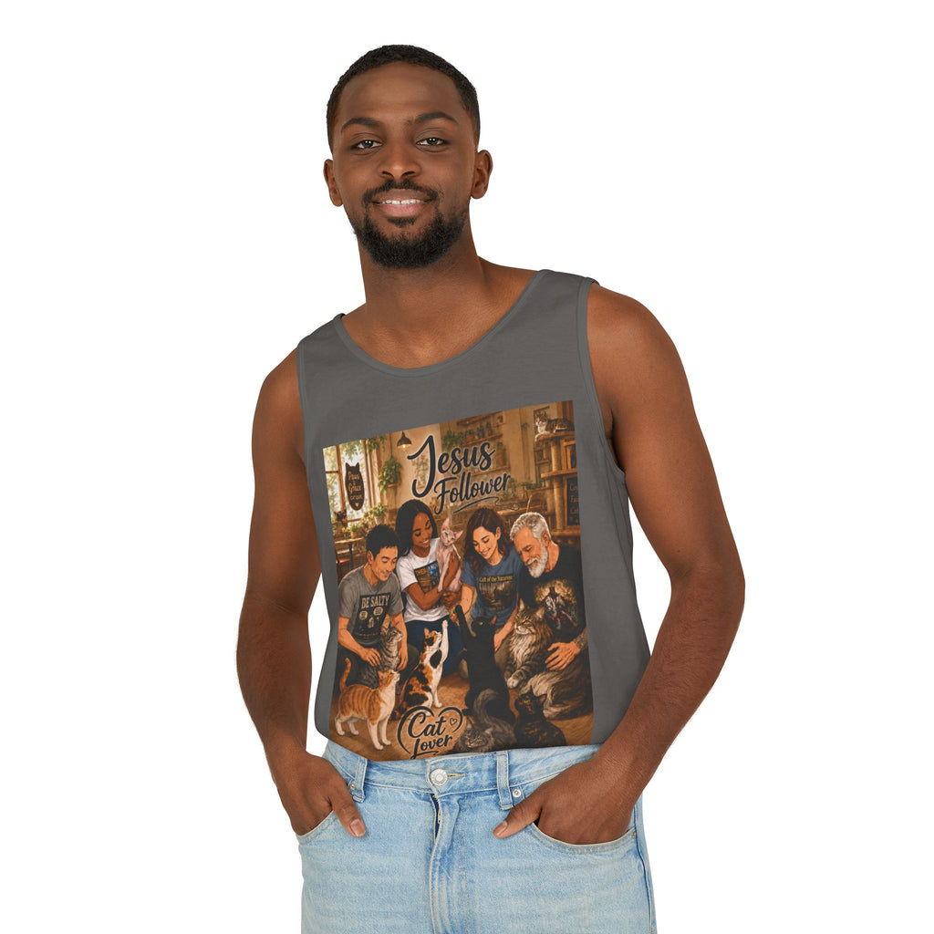 Jesus Follower Cat Lover Tank Top — Christian Pet Lover Graphic Tank