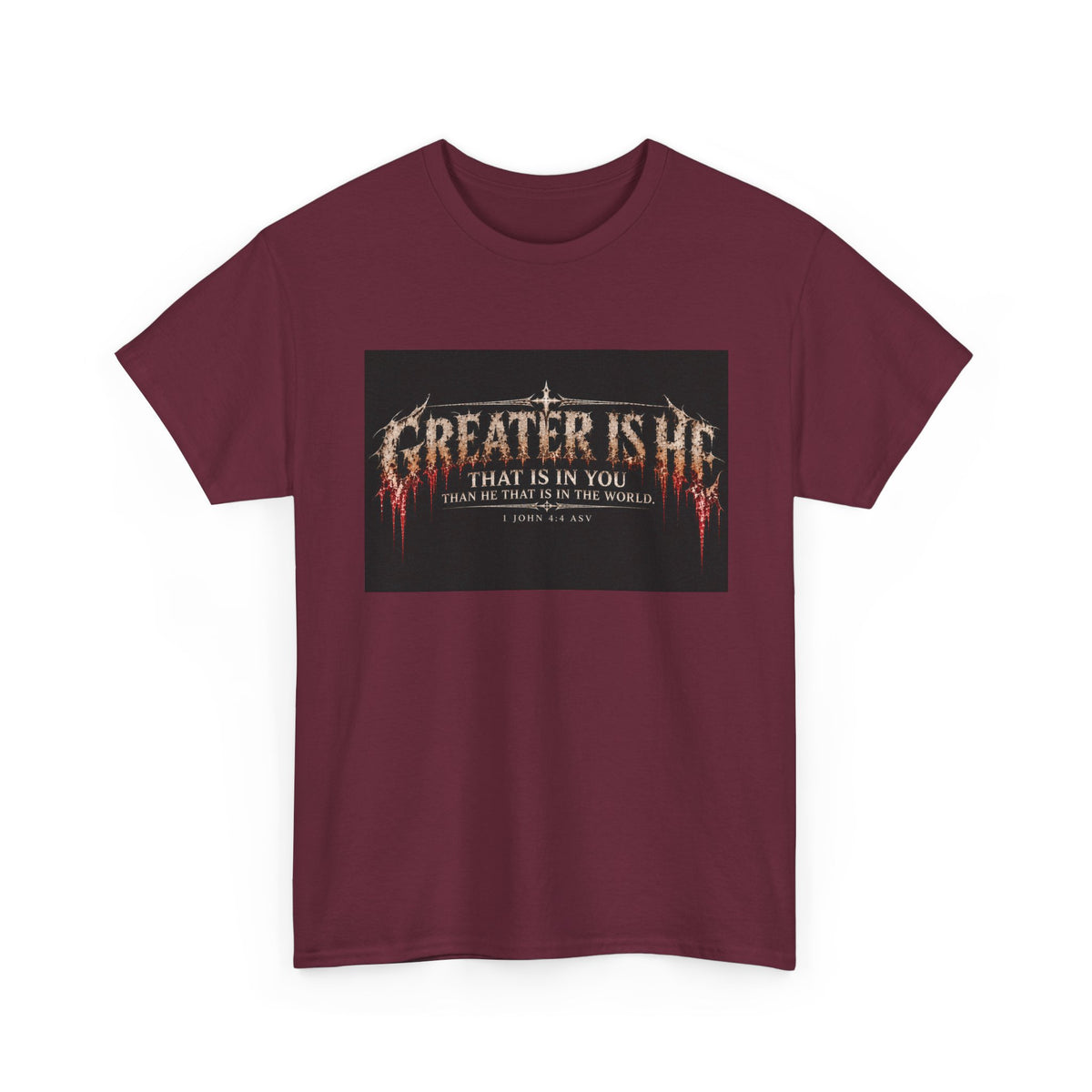 "Greater Is He" October Holliday line Edition Cross Faith Christian Graphic Tee - T-Shirt