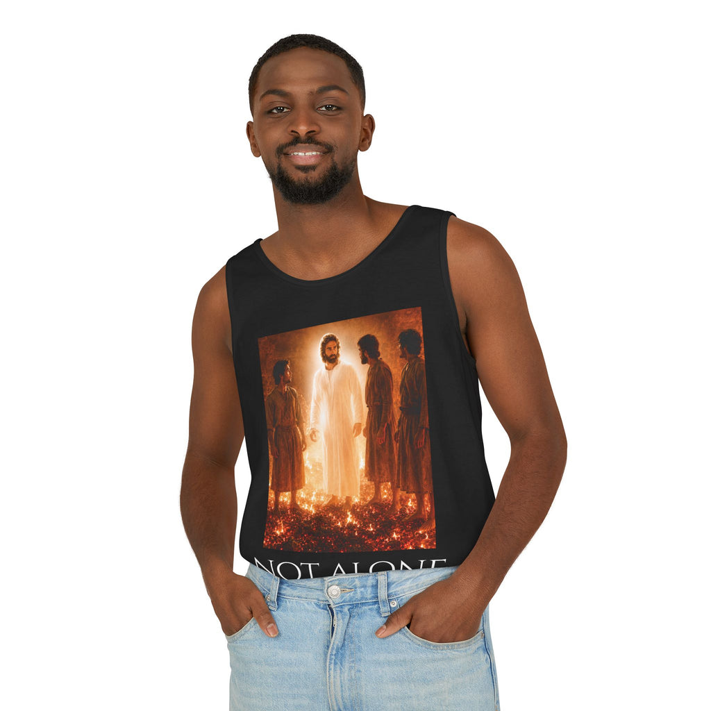 'Not Alone' Tank Top — Jesus with Four Men, Daniel 3:25 Scripture Tank