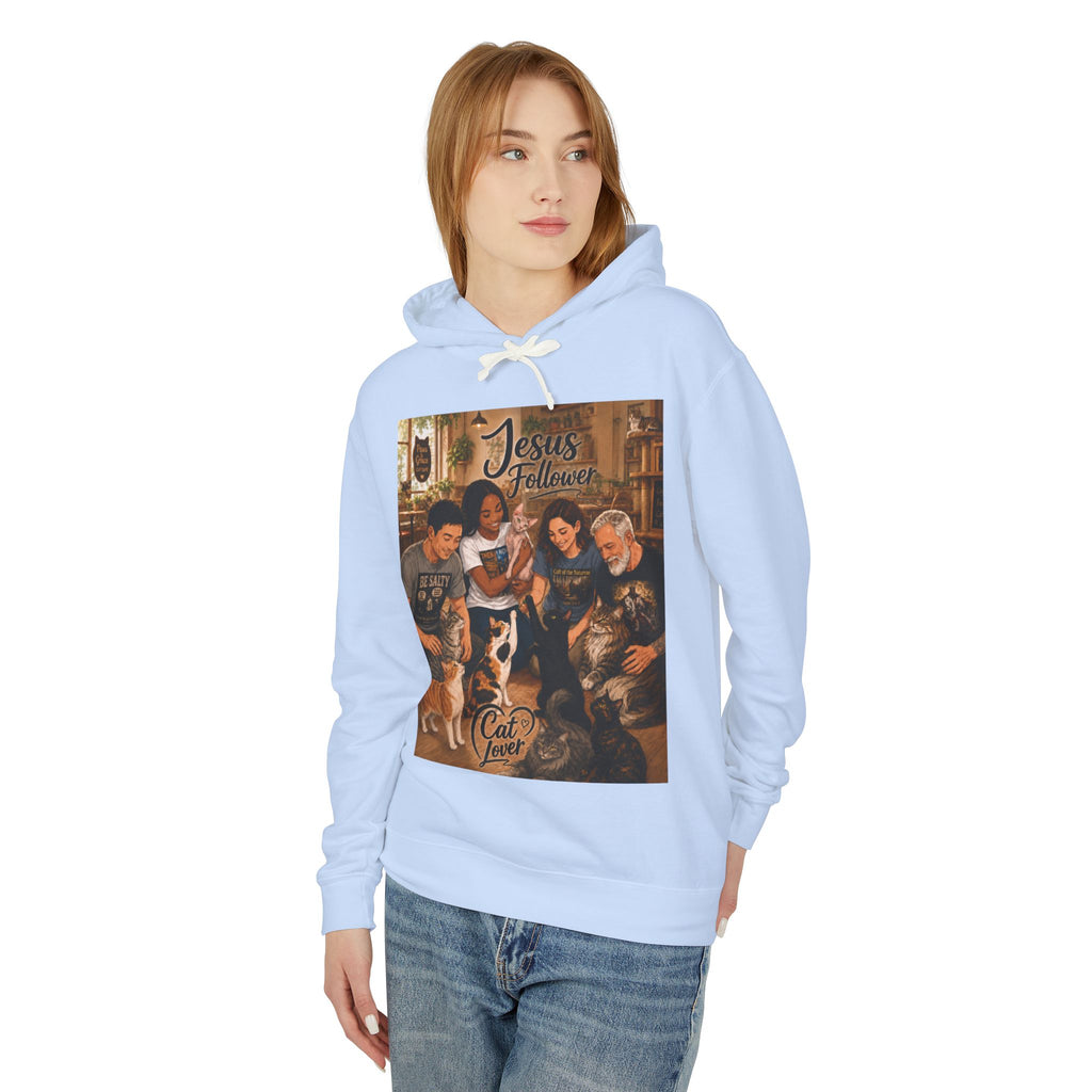 Cat Lover Jesus Follower Hoodie — Proverbs 12:10 Christian Pet Sweatshirt
