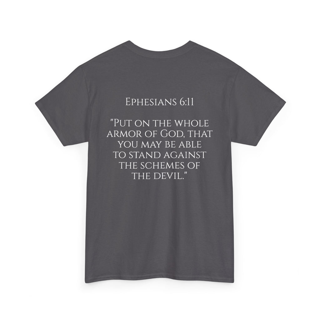 "Light Defeats Darkness" October Holliday Line edition T-Shirt — "Darkness Appeared He Need It Not" Graphic Tee (Ephesians 6:11)