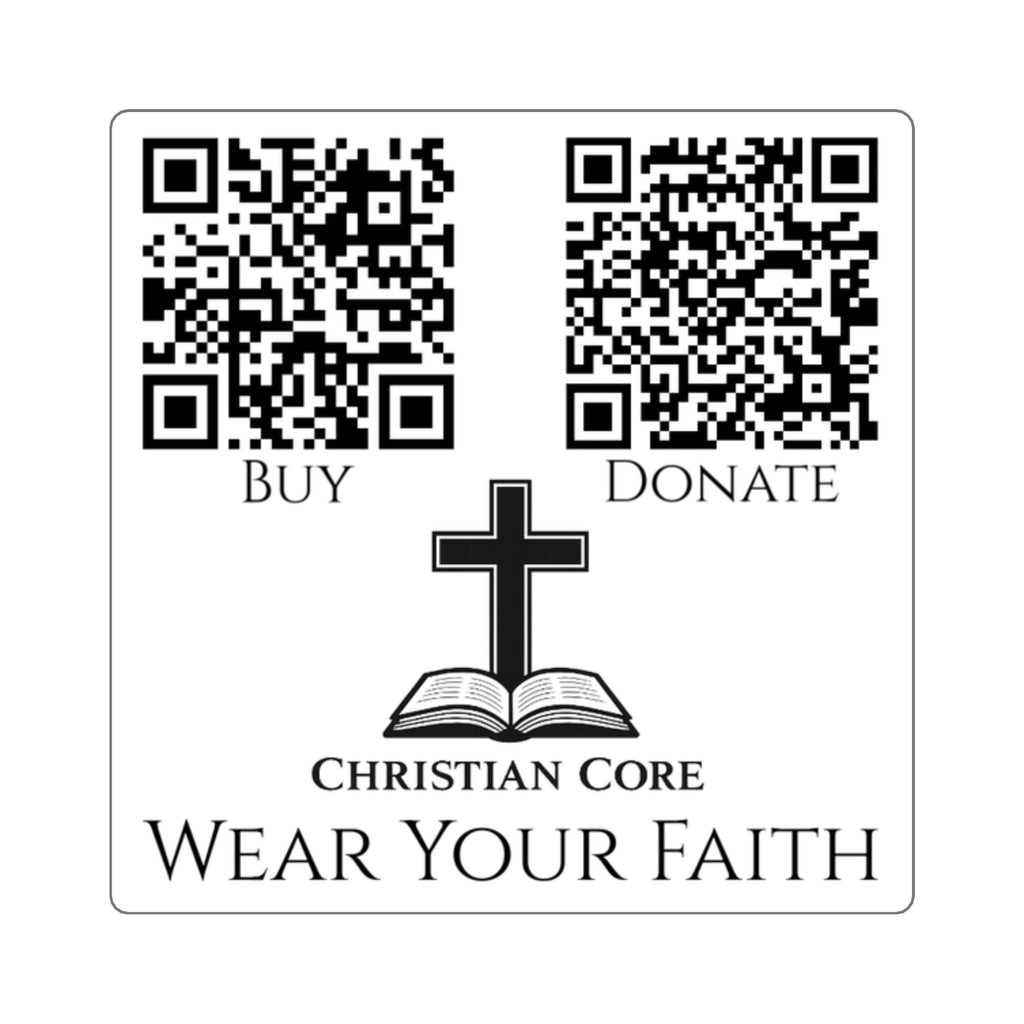 "Buy Donate Logo" QR Mission Sticker —Christian Faith Square Sticker
