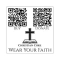 "Buy Donate Logo" QR Mission Sticker —Christian Faith Square Sticker