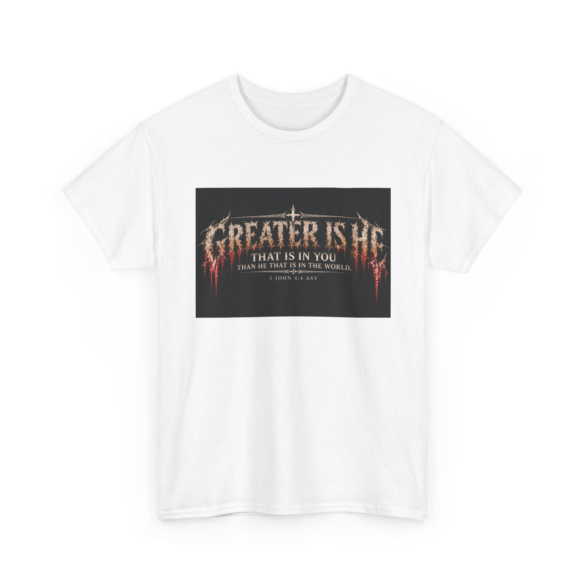 "Greater Is He" October Holliday line Edition Cross Faith Christian Graphic Tee - T-Shirt