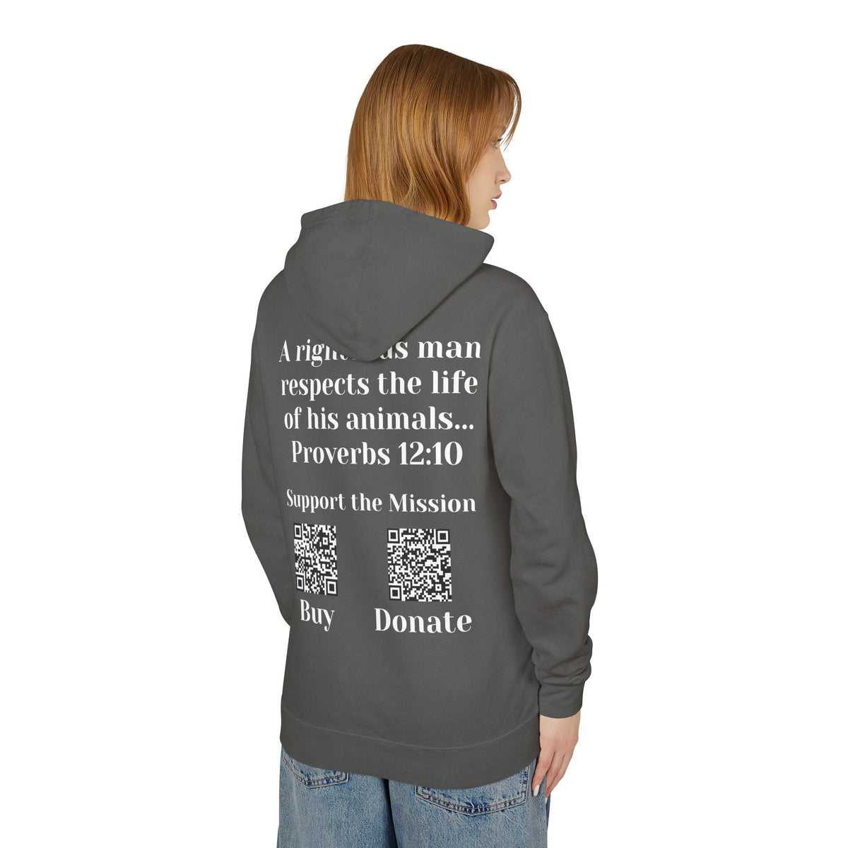 "Ad version" Cat Lover Hoodie — Proverbs 12:10 Christian Pet Sweatshirt
