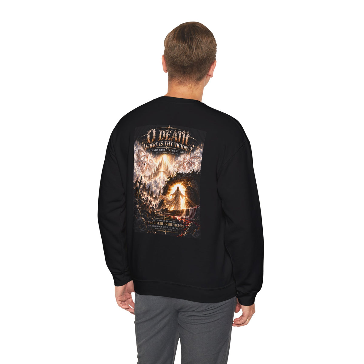 "O Death?" Holiday October Edition Crewneck sweatshirt Gothic Scripture Graphic