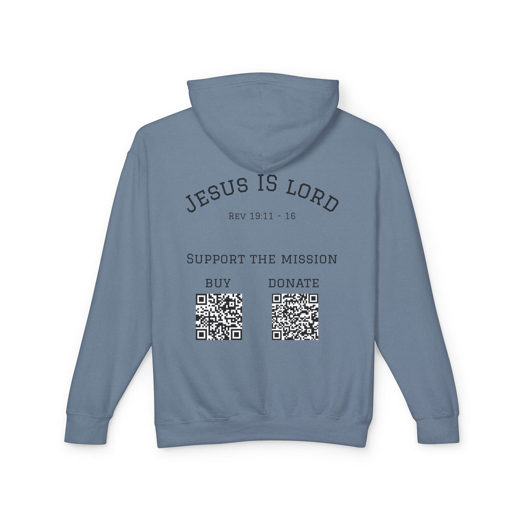 'Jesus Is Lord' Ad Variant Hoodie — with Revelation 19:11-16 Christian Graphic