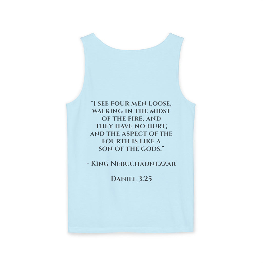 'Not Alone' Tank Top — Jesus with Four Men, Daniel 3:25 Scripture Tank