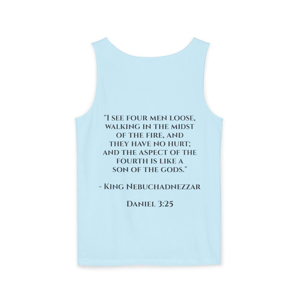'Not Alone' Tank Top — Jesus with Four Men, Daniel 3:25 Scripture Tank