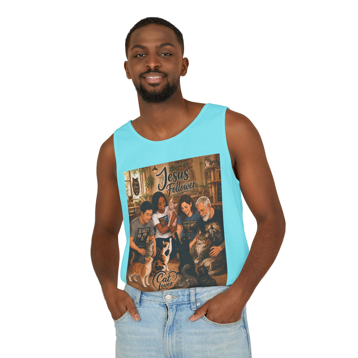 Jesus Follower Cat Lover Tank Top — Christian Pet Lover Graphic Tank