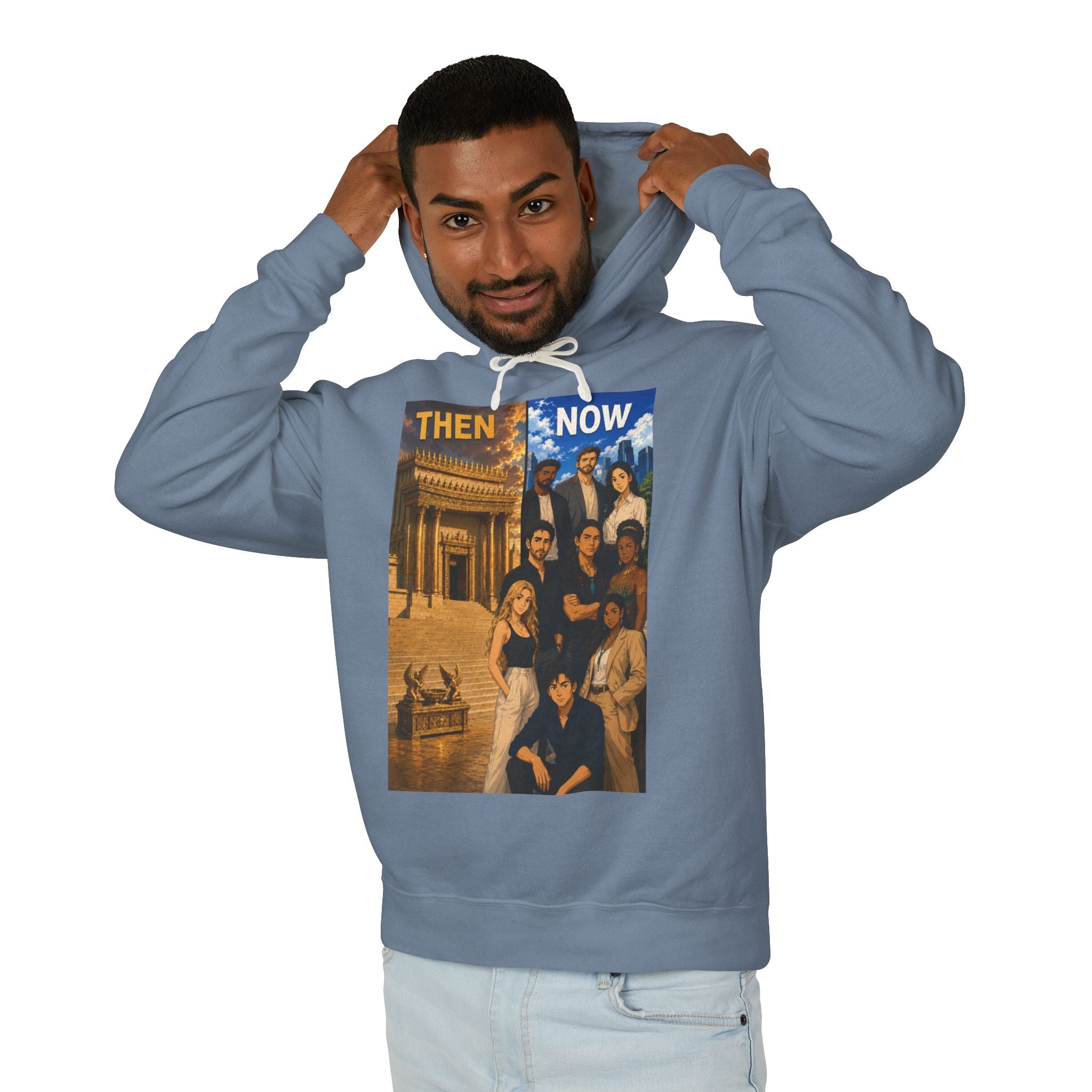 Christian 'Then & Now' Hoodie — 2 Corinthians 6:16 Temple of the Living God Sweatshirt