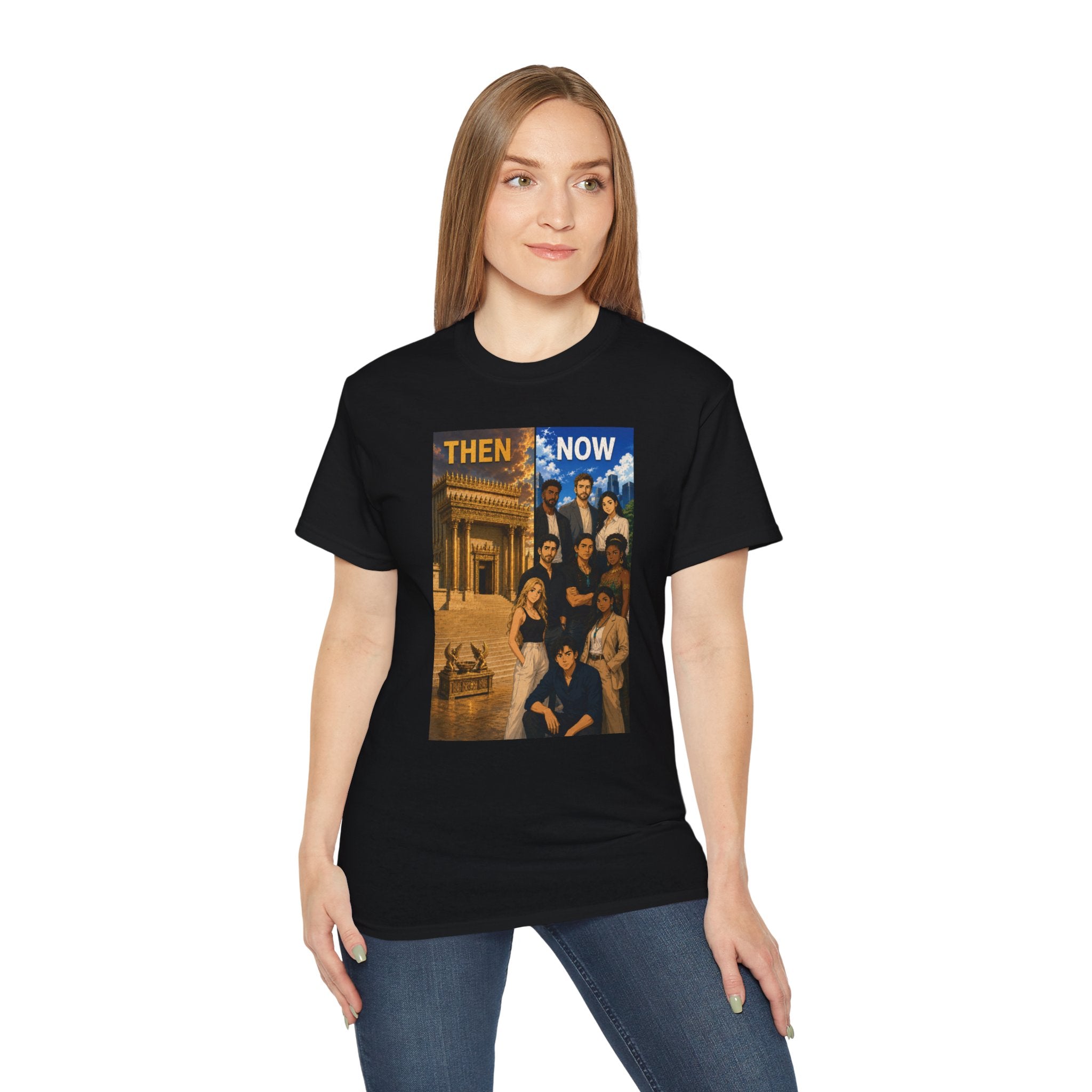 Then & Now Christian Graphic Tee — 2 Corinthians 6:16 Bible Verse Shirt