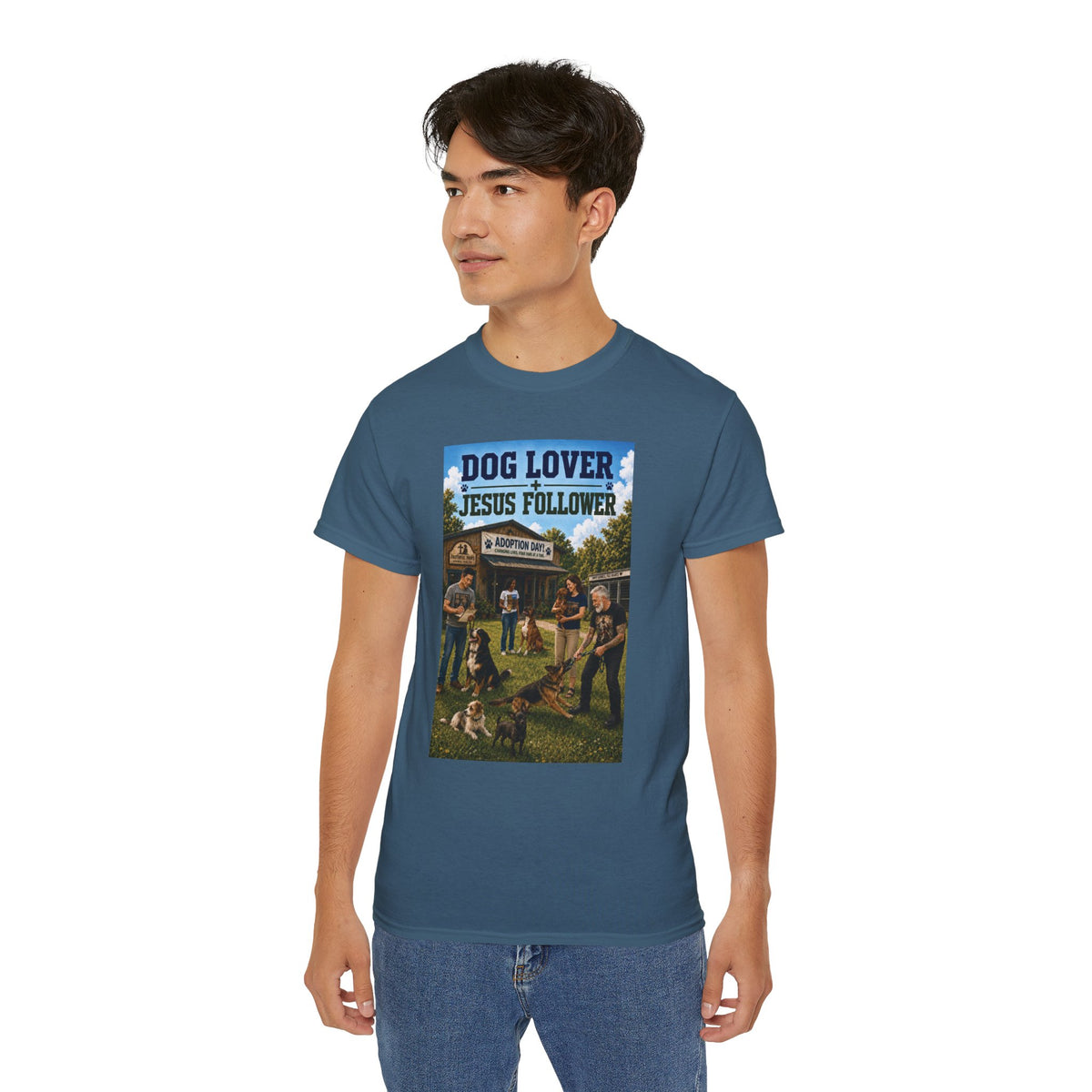 Jesus Follower Dog Lover T-Shirt — Proverbs 12:10 Dog adoption Faith Tee