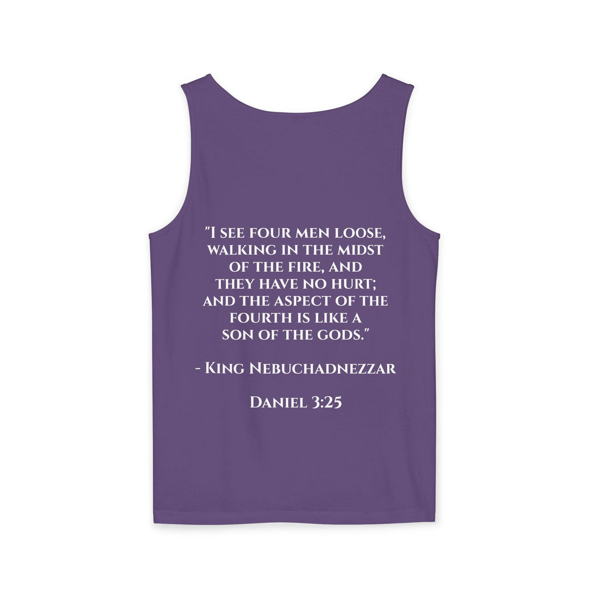 'Not Alone' Tank Top — Jesus with Four Men, Daniel 3:25 Scripture Tank