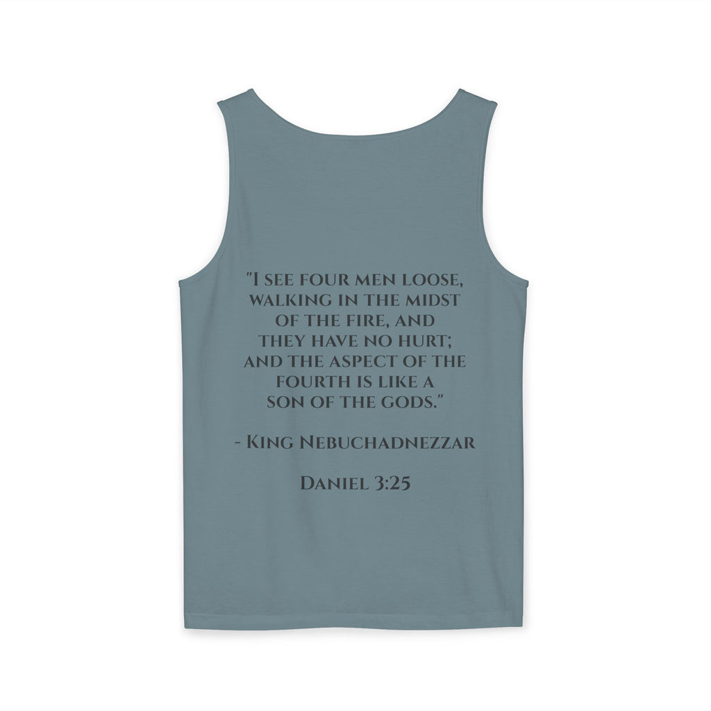 'Not Alone' Tank Top — Jesus with Four Men, Daniel 3:25 Scripture Tank