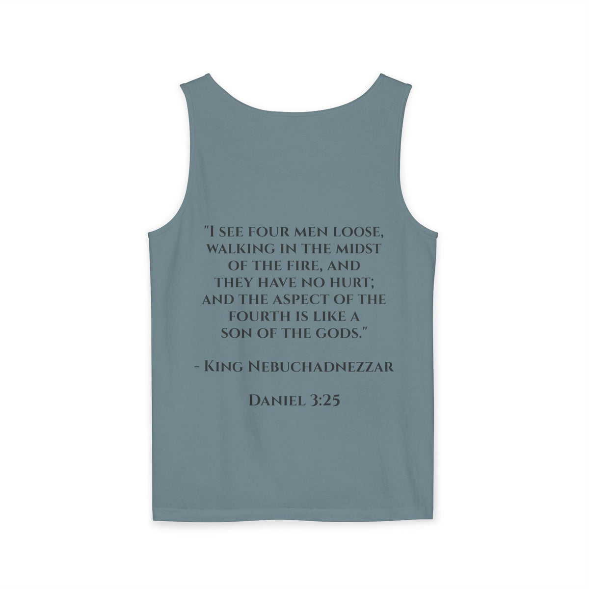 'Not Alone' Tank Top — Jesus with Four Men, Daniel 3:25 Scripture Tank