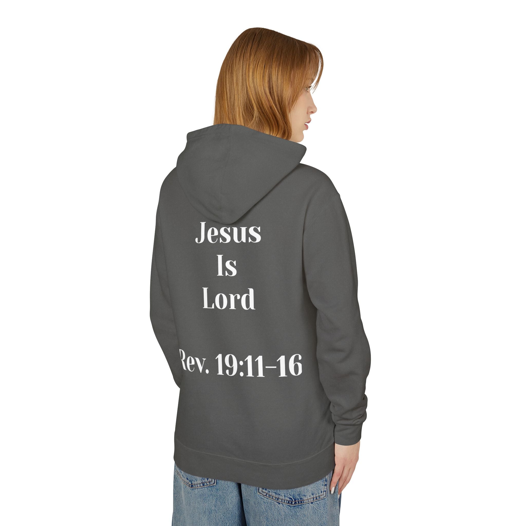 Christian Hoodie — 'Jesus Is Lord' with Revelation 19:11-16 Graphic