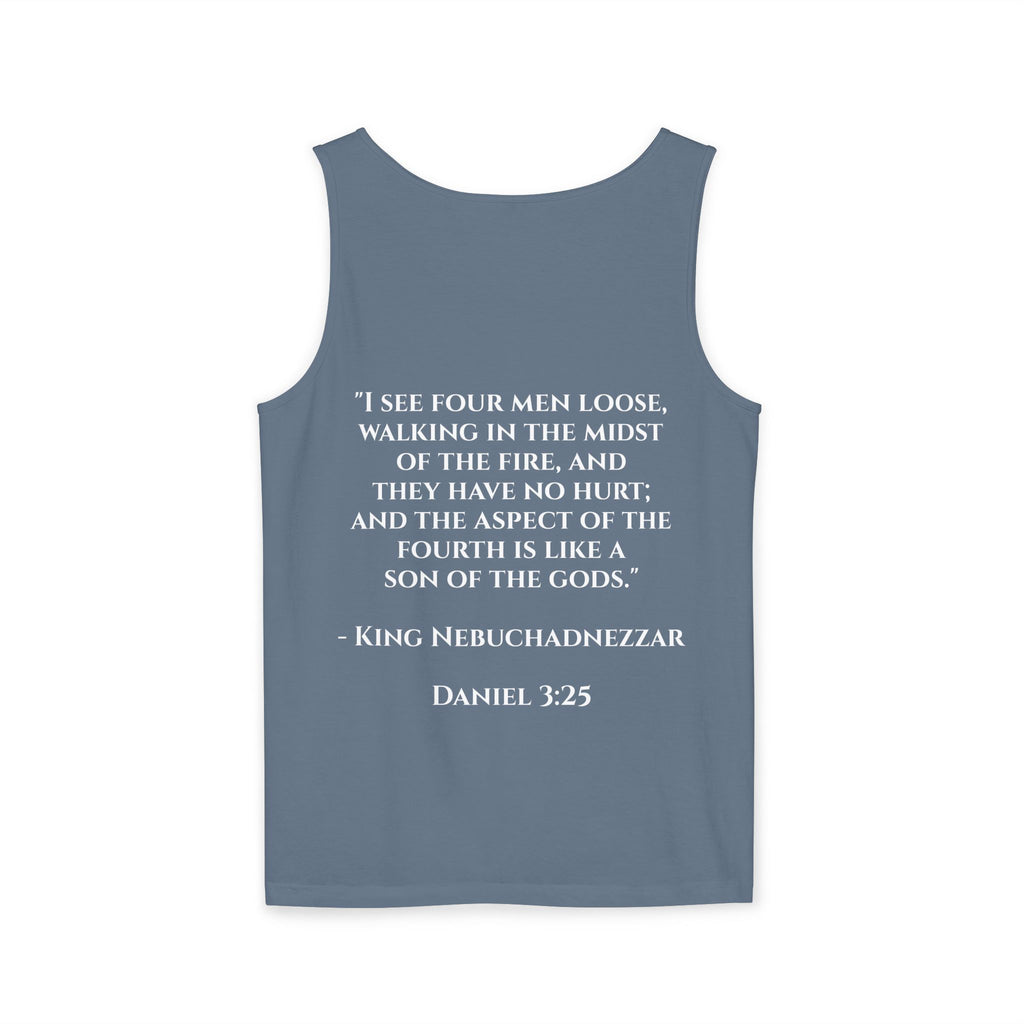 'Not Alone' Tank Top — Jesus with Four Men, Daniel 3:25 Scripture Tank