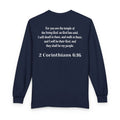 Then & Now non-animated Long Sleeve Tee — 2 Corinthians 6:16 Scripture Shirt