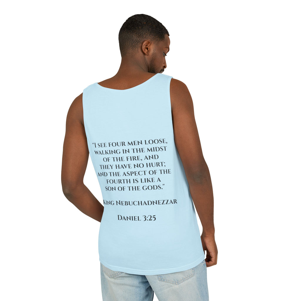 'Not Alone' Tank Top — Jesus with Four Men, Daniel 3:25 Scripture Tank