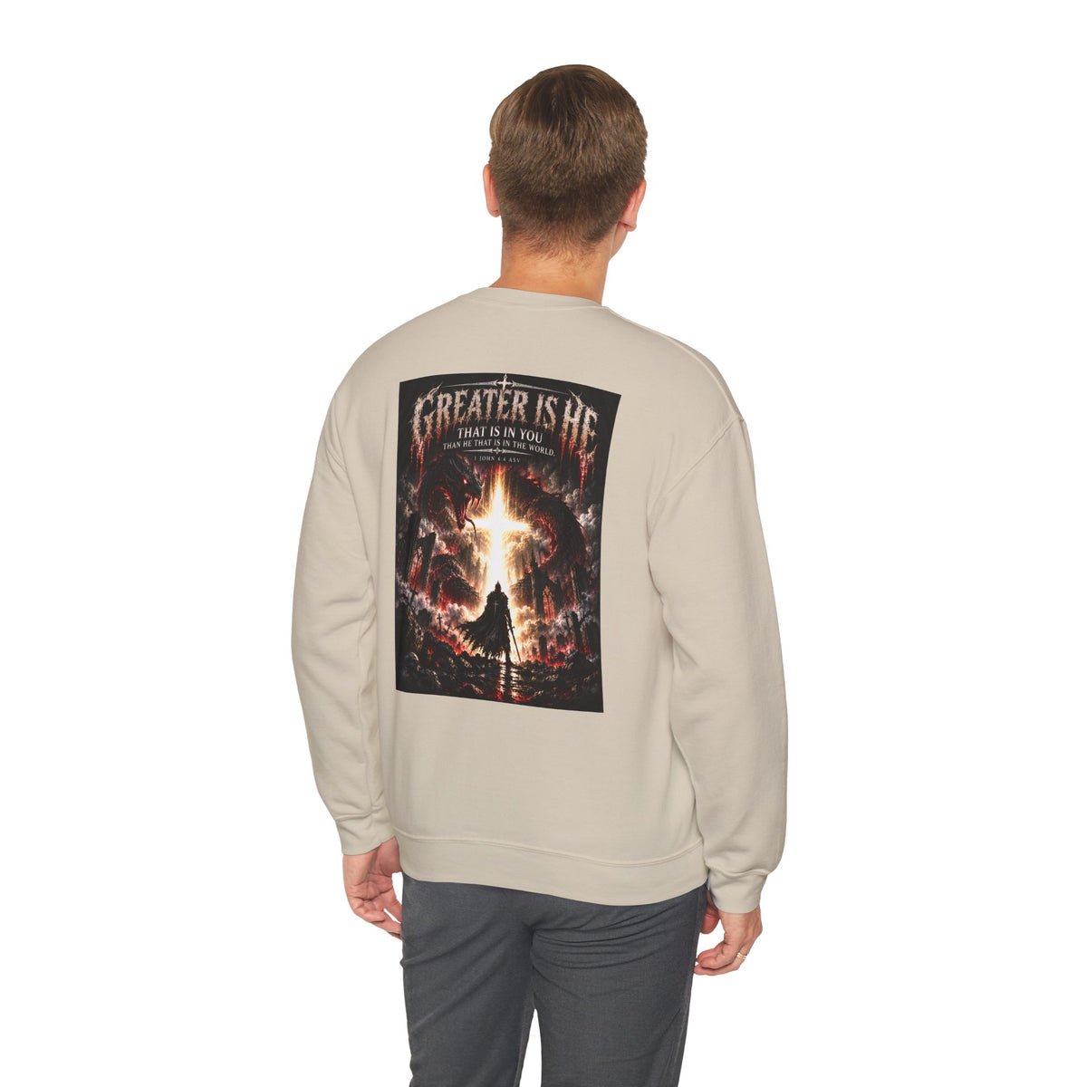 "Greater Is He" Holiday October Edition Cross Design
