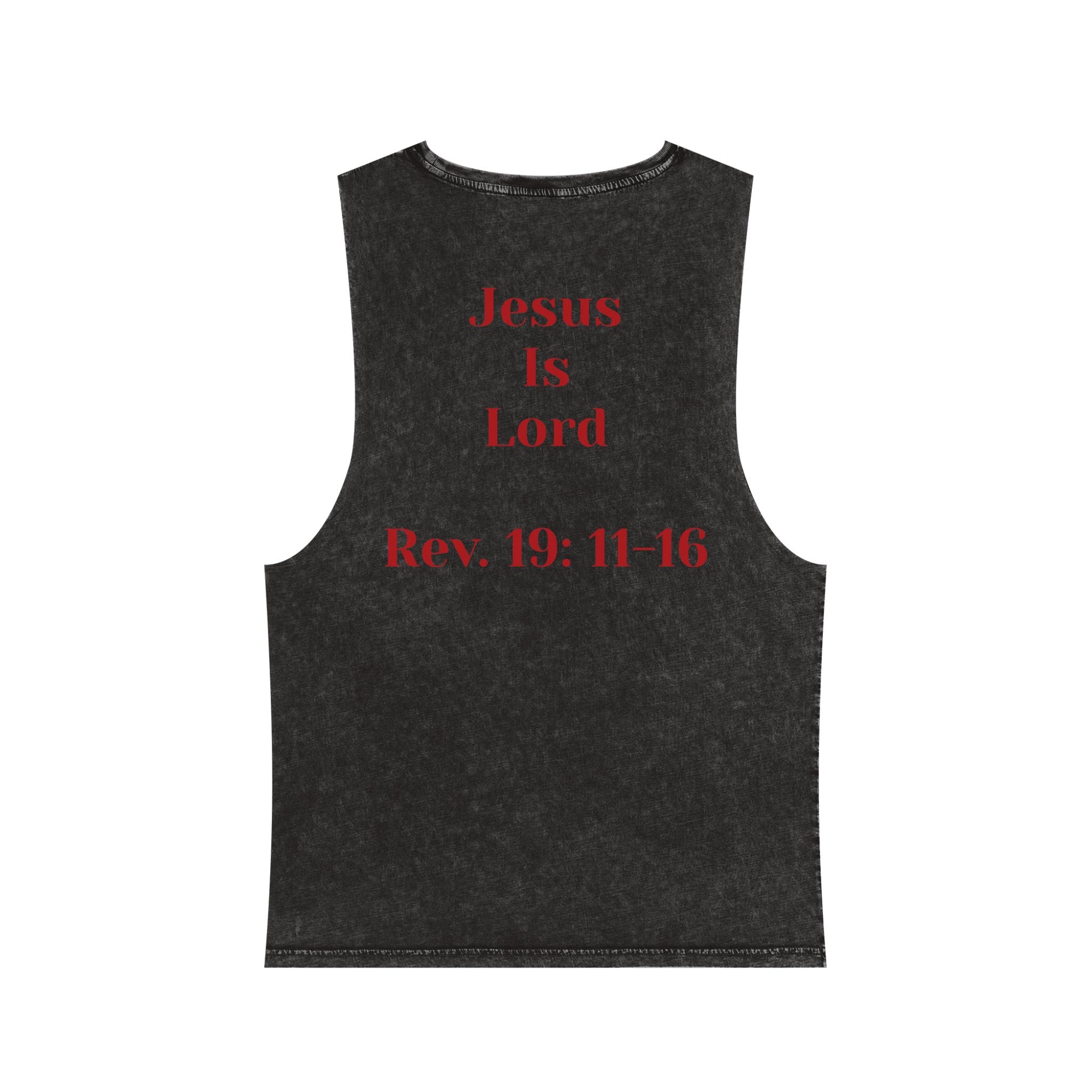 Jesus Is Lord Tank Top — King on White Horse Religious Stonewash Muscle Tee