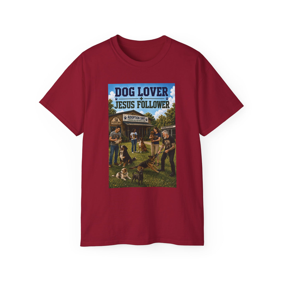 Jesus Follower Dog Lover T-Shirt — Proverbs 12:10 Dog adoption Faith Tee