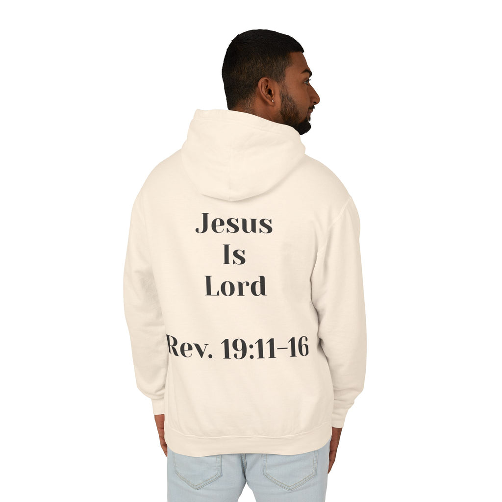 Christian Hoodie — 'Jesus Is Lord' with Revelation 19:11-16 Graphic