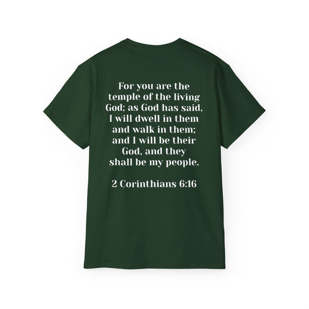 Then & Now non-animated Christian Graphic Tee — 2 Corinthians 6:16 Bible Verse Shirt