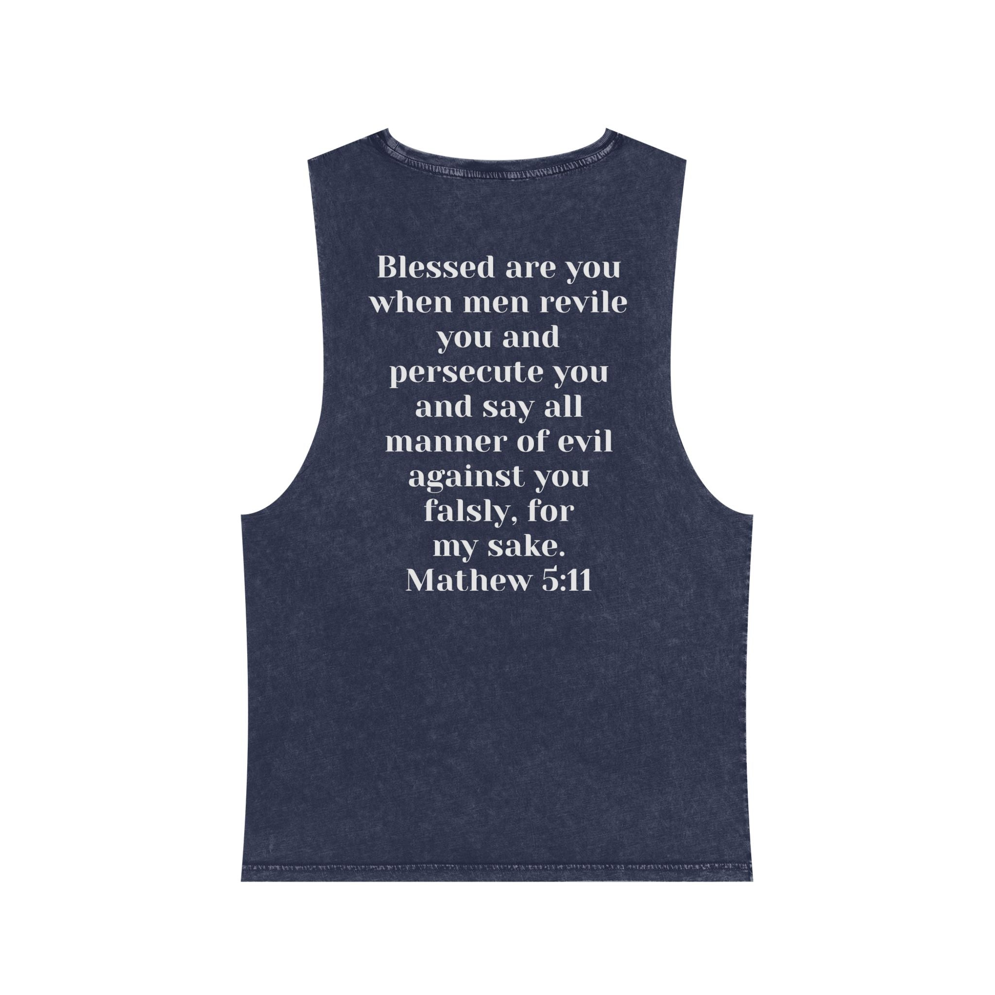 Cult of the Nazarene Tank Top – Vintage Stonewash Christian Scripture (Acts 24:5 / Matthew 5:11)